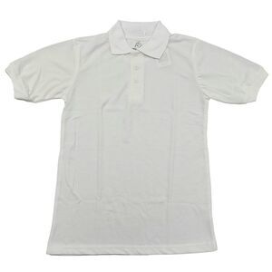 School Uniform Polo Shirt Boys 10 White Short Sleeve Durable Fabric 1/4 Button